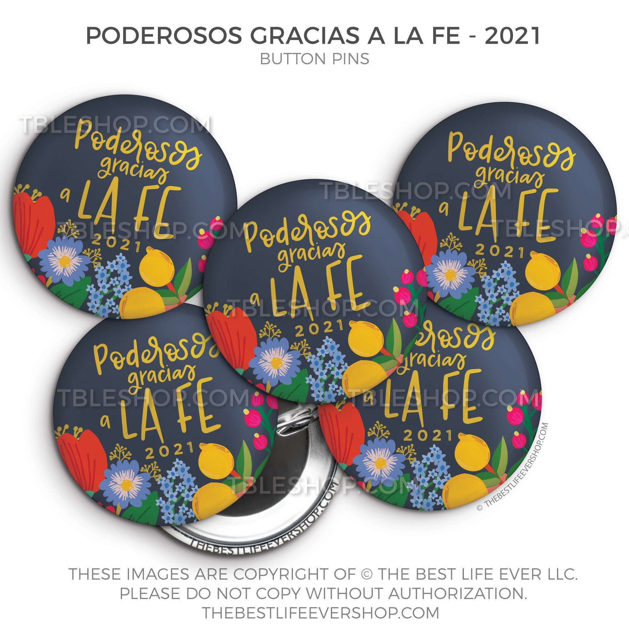 Poderosos Gracias A La Fe Button Pin Set - 2021 Regional Convention -…