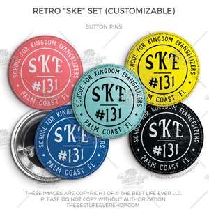 Customizable Retro SKE Button Pin Set - School for Kingdom Evangelizers - jw pioneer gifts - best life ever - jw