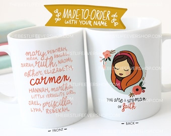 Taza de cerámica Mujer de Fe de 11 oz, regalos jw para hermanas, ministerio jw, regalos pioneros, regalos esposas mayores, la mejor vida de la historia, regalos escolares pioneros