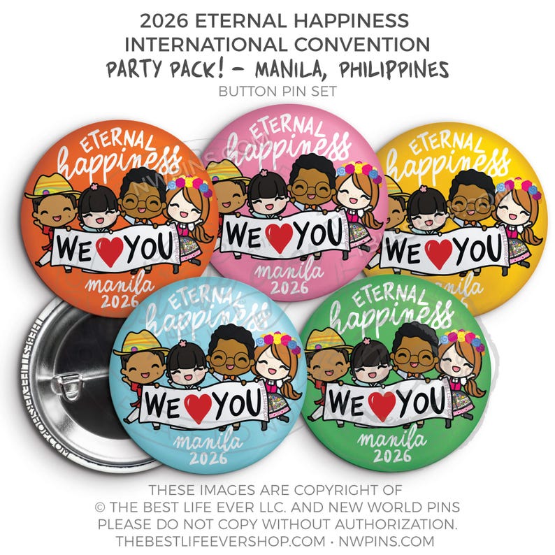 Manila Button Pin Eternal Happiness 2026 International Convention Button Pins Manila ...