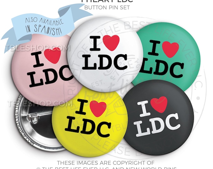 I Heart LDC Button Pin Set