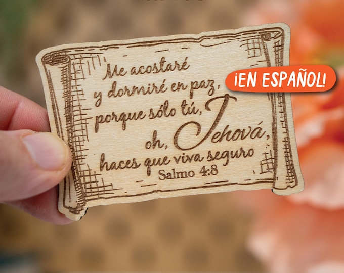 Encouraging Scriptures Wood Magnet - Psalms 4:8, JW Gift Ideas, best life ever