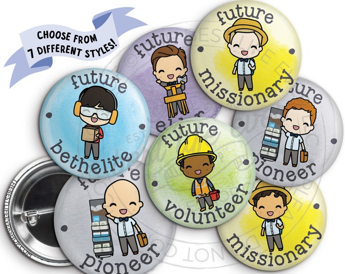 Future Goals - gifts for BOYS Button Badge Pins Set - new publisher first talk - jw ministry - jw gifts - best life ever - jw