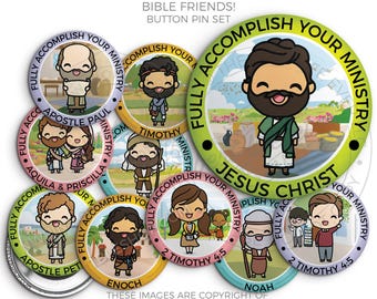 2026 Fully Accomplish Your Ministry Pioneer School Button Pin Set BIBLE FRIENDS - EVANGELIZERS