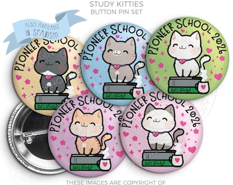 2026 Pioneer School Button Pin Set - STUDY KITTIES