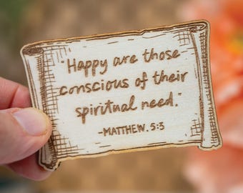 2026 Year Text Wood Magnet - Matthew 5:3, JW Pioneer Gift