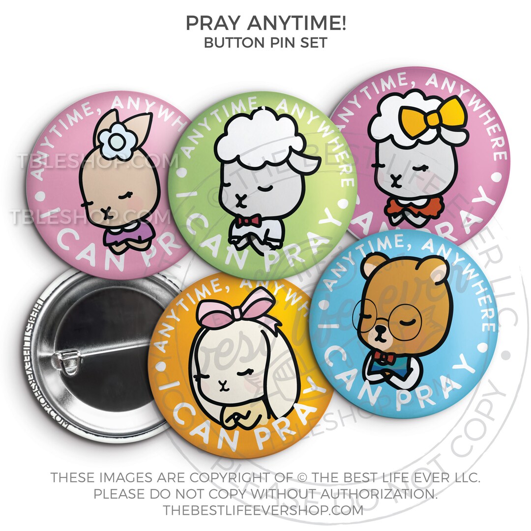 Pray Anytime Animal Friends Button Pin Set - Best Life Ever - Jw Gifts ...