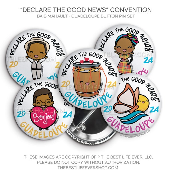 Baie-Mahault, Guadeloupe "Declare the Good News!" 2024 Convention Button Pins - jw gifts - jw special convention, convention gifts