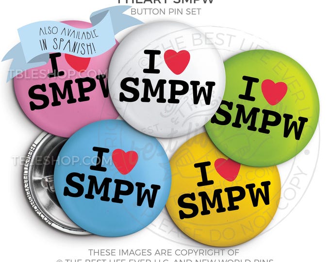 I Heart SMPW Button Pin Set