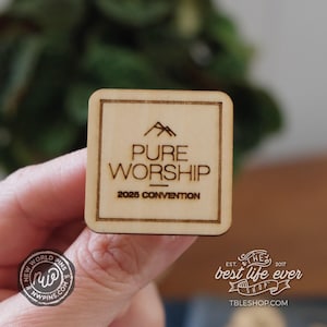 2025 Pure Worship Convention Laser Engraved Wood Lapel Pin - jw gifts - jw ministry - jw pioneer gifts - Jehovah&#39;s Witnesses - jw org