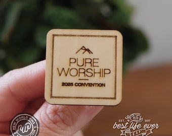 2025 Pure Worship Convention Laser Engraved Wood Lapel Pin