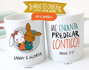Me Encanta Predicar Contigo-Bunny Friends Mug -11 oz Ceramic Coffee Mug - jw gifts - jw ministry - jw pioneer gifts - best life ever-