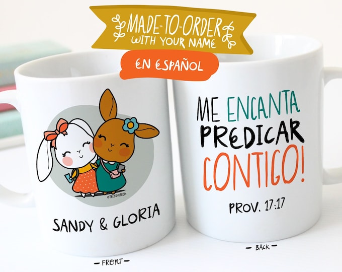 Me Encanta Predicar Contigo-Bunny Friends Mug -11 oz Ceramic Coffee Mug - jw gifts - jw ministry - jw pioneer gifts - best life ever-