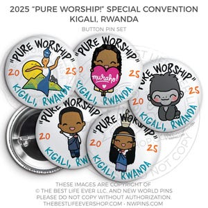 KIGALI RWANDA 2025 Pure Worship 2025 Special Convention Button Pins - jw gifts, jw org, best life ever, convention gifts
