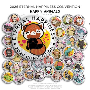 2026 Eternal Happiness Regional Convention Button Pins - HAPPY ANIMALS