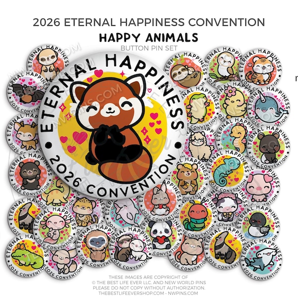2026 Eternal Happiness Regional Convention Button Pins - HAPPY ANIMALS