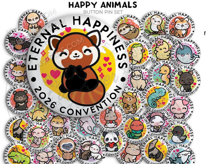 2026 Eternal Happiness Regional Convention Button Pins - HAPPY ANIMALS