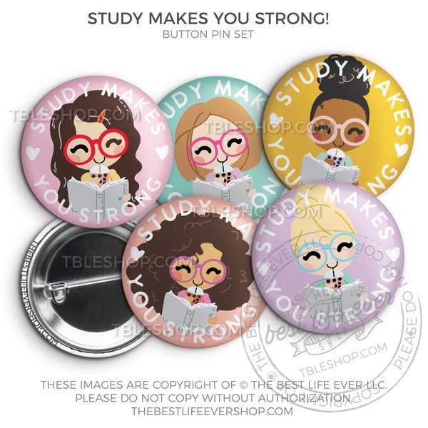 Study Friends STUDY Button Pin Set - gifts for sisters, jw gifts, best life ever, pioneer gifts