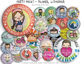 Eternal Happiness 2026 International Convention Button Pins Vilnius LITHUANIA - PARTY PACK! jw convention gifts