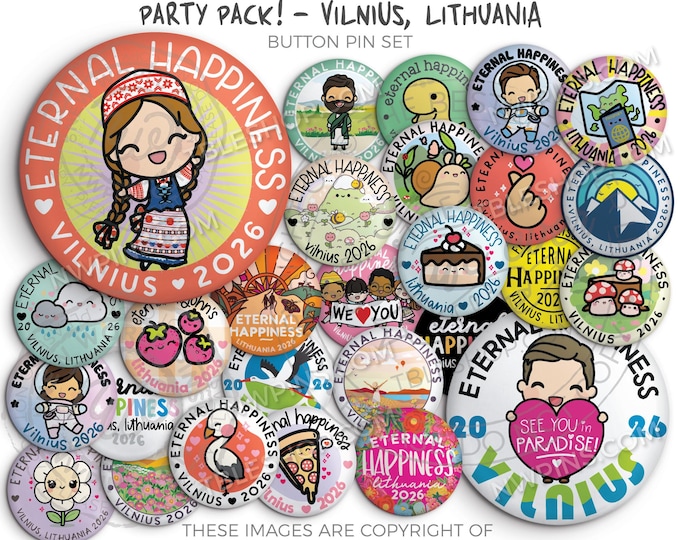 Eternal Happiness 2026 International Convention Button Pins Vilnius LITHUANIA - PARTY PACK! jw convention gifts