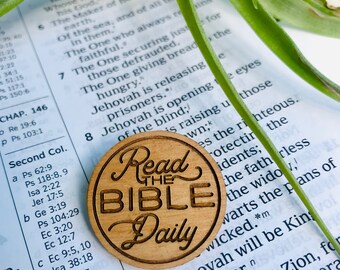 Read the Bible Daily - Laser Engraved Wood Lapel Pin - jw gifts - jw ministry - jw pioneer gifts - jw pioneer - jw