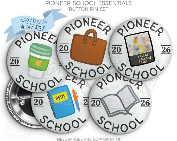 2026 Pioneer School Essentials Button Pin Set