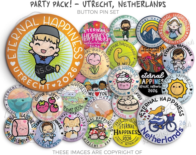 Eternal Happiness 2026 International Convention Button Pins UTRECHT, Netherlands - PARTY PACK! jw convention gifts
