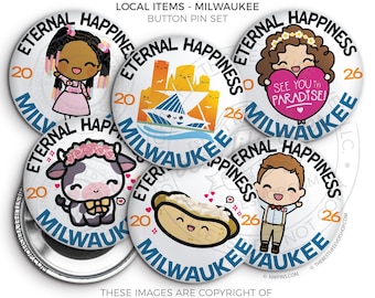 MILWAUKEE Eternal Happiness International Convention Button Pin Local Items- jw gifts, jw org, best life ever, convention gifts