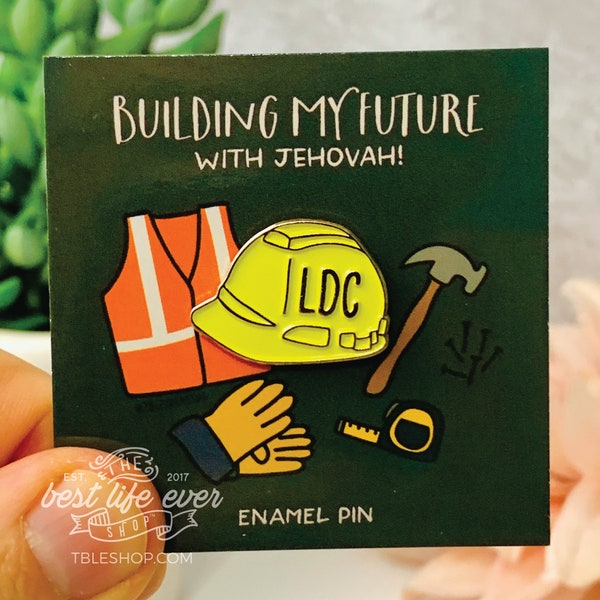 LDC Hard Hat Soft Esmalte Pin - 1" - jw regalos - pionero - mejor vida de todos - jw