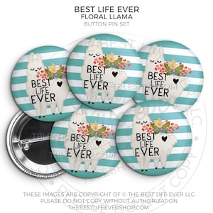 Best Life Ever BLOEMEN LAMA'S Button Pin Set - jw gifts - jw pioneer - cadeaus voor pioniers - cadeaus voor zussen