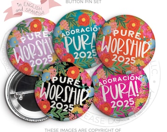 Pure Worship! 2025 Convention Button Pins - FLORAL WREATH - jw gifts - jw, convention gifts, special convention