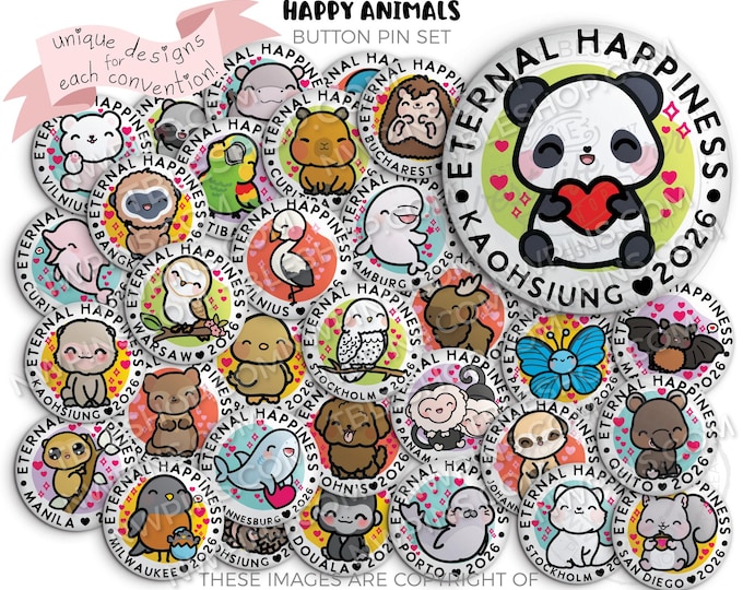 Eternal Happiness 2026 International Convention Button Pin HAPPY ANIMALS - jw gifts