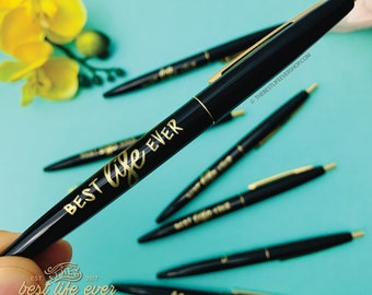 Black and Gold Best Life Ever Bic Clic Pen - retractable, refillable - jw gifts - pioneer - best life ever - jw
