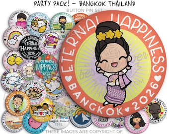 Eternal Happiness 2026 International Convention Button Pins Party Pack! BANGKOK THAILAND