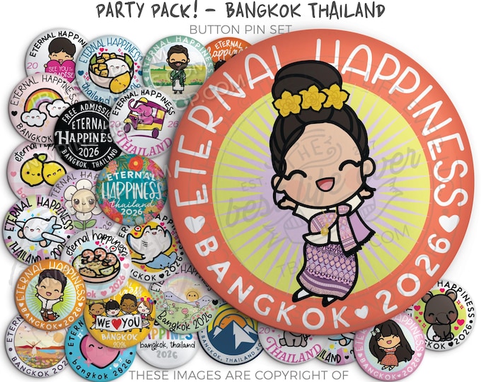 Eternal Happiness 2026 International Convention Button Pins Party Pack! BANGKOK THAILAND