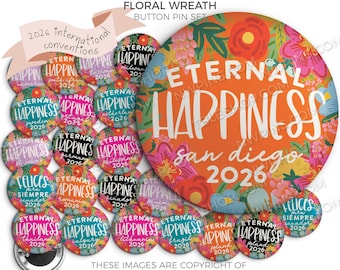 Eternal Happiness 2026 International Convention Button Pin FLORAL WREATH