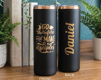 20 oz Personalized Tumbler – “Make disciples” (Matthew 28:19) - Available in English and Spanish