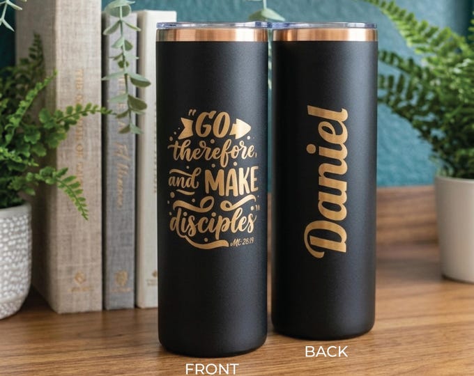 20 oz Personalized Tumbler – “Make disciples” (Matthew 28:19) - Available in English and Spanish