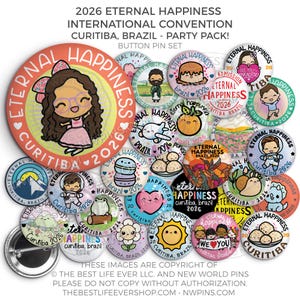 Eternal Happiness 2026 International Convention Button Pins Curitiba BRAZIL PARTY PACK! jw convention gifts