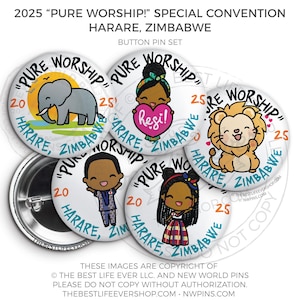 HARARE ZIMBABWE 2025 Pure Worship 2025 Special Convention Button Pins - jw gifts, jw org, best life ever, convention gifts