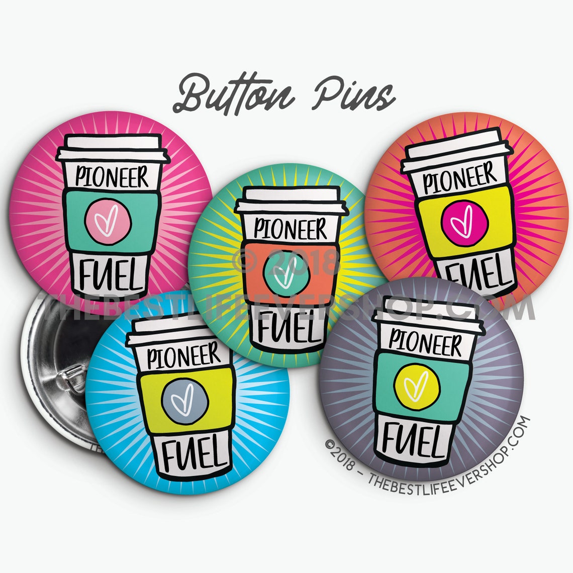 Pioneer Fuel Coffee Cup Button Pins Pack of 5 10 50 Etc Etsy Canada