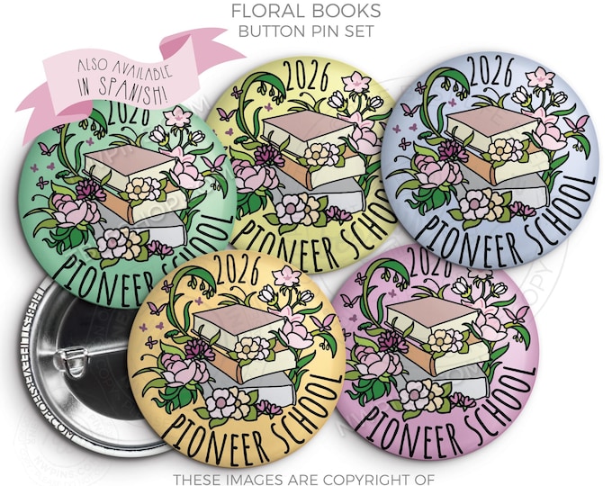 2026 Pioneer School Button Pins Set - FLORAL BOOKS