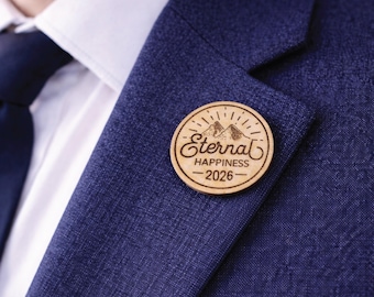 2026 Eternal Happiness Convention Laser Engraved Wood Lapel Pin