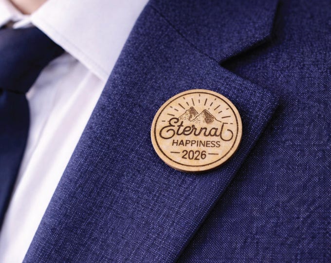 2026 Eternal Happiness Convention Laser Engraved Wood Lapel Pin