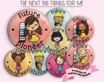 Future Goals for Girls Button Pins Set – JW Pioneer, Missionary, Bethelite, and LDC