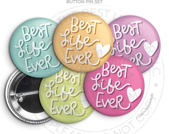 Best Life Ever PASTEL HEART Button Pin Set - jw gifts - jw pioneer - gifts for pioneers - gifts for sisters