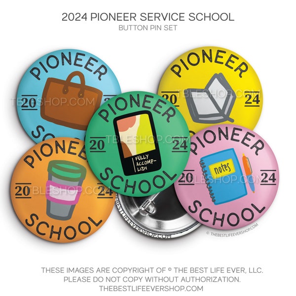 2024 Pioneer School Button Pins Set - Color Party! jw ministry - jw pioneer gifts - best life ever - jw org