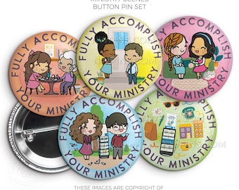 Fully Accomplish Your Ministry Pioneer School Button Pin Set Service Activities - jw gifts - pioneer - best life ever, gifts for pioneers