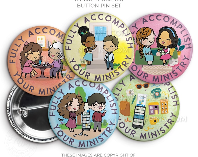 Fully Accomplish Your Ministry Pioneer School Button Pin Set Service Activities - jw gifts - pioneer - best life ever, gifts for pioneers