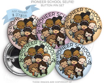 2026 Pioneer School Button Pins Set - SELFIE